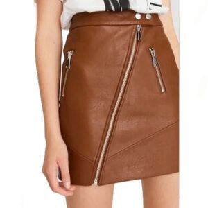 Kendall and Kylie brown leather skirt